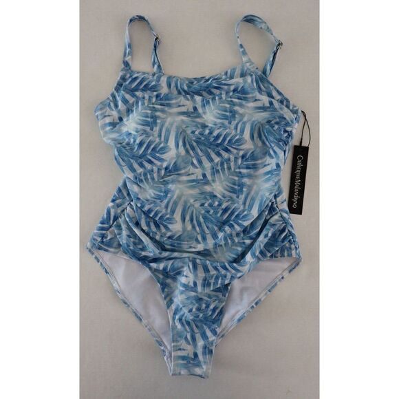 Catherine Malandrino Sz M Leafs Cascade Print Side Ruching 1-Pc Swimsuit $120 - Picture 7 of 10